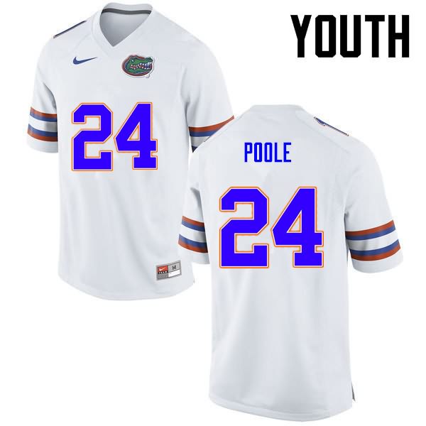 NCAA Florida Gators Brian Poole Youth #24 Nike White Stitched Authentic College Football Jersey XAX5064AK